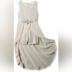 Tween Diva Elegant Sleeveless Romper Dress w/ Diamond Embellished Waist 12